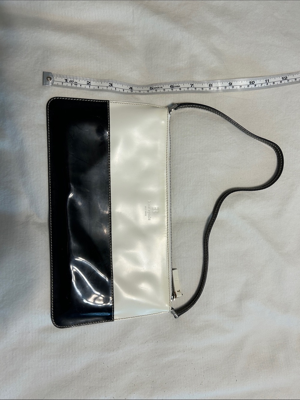 Vintage Kate Spade. Black & White Leather Shoulder Bag - Made in Italy